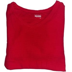 Basic Editions Solid Red Women’s, Small, Long‎ Sleeve, V Neckline